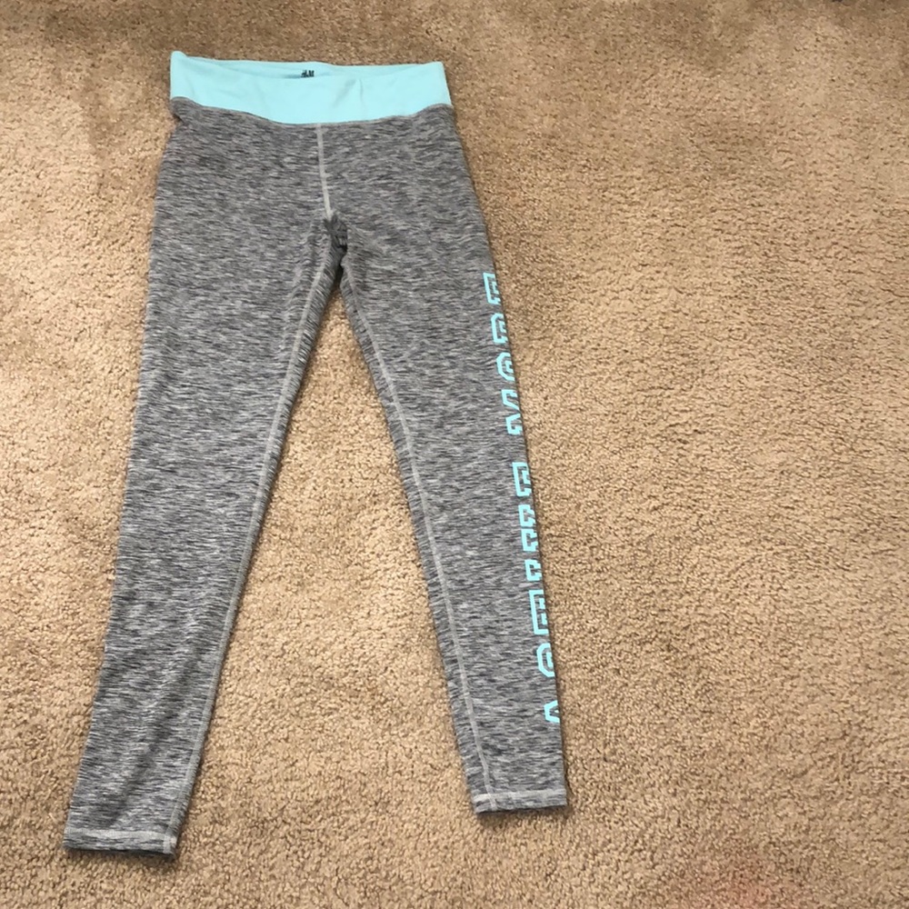 Gray and teal leggings